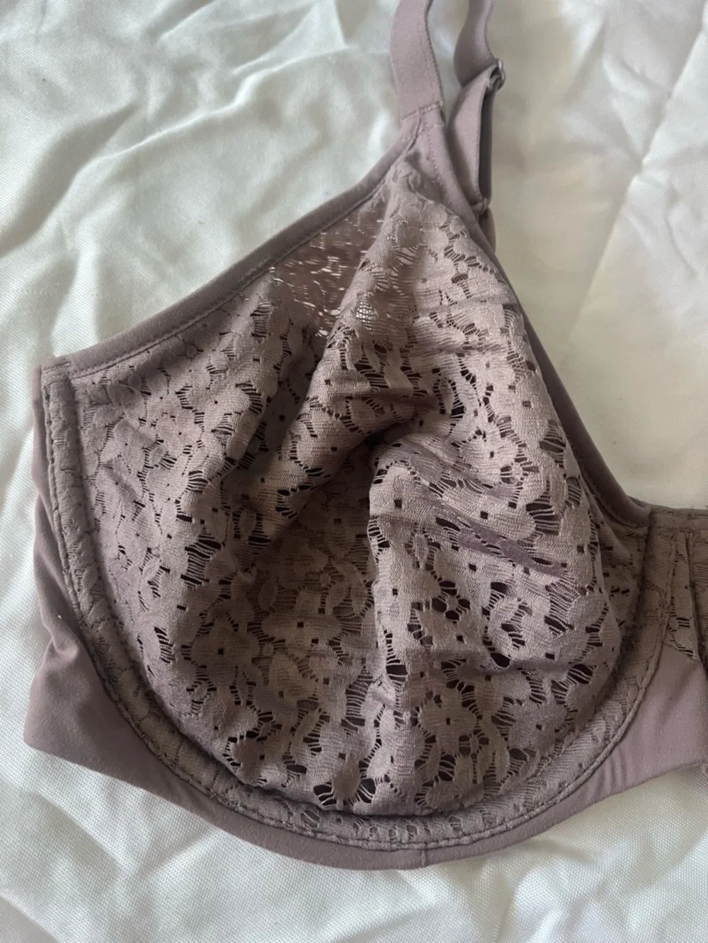 Chantelle Lace Underwire Bra in mauve size 36DD
